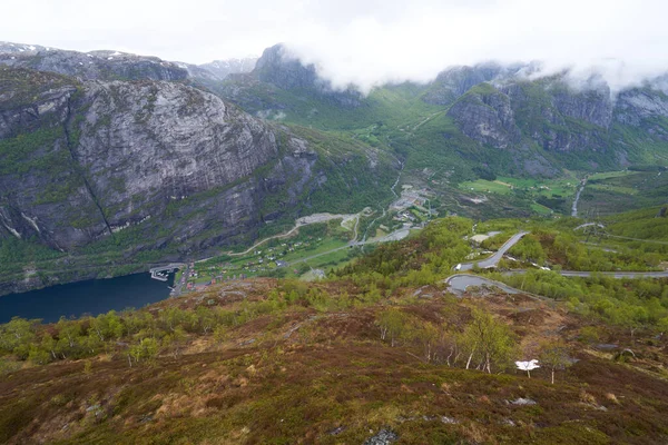 Vista Aérea Estrada Para Lysebotn Noruega — Fotografia de Stock