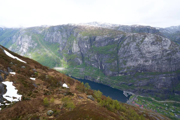 Вид Воздуха Дорогу Люсеботн Норвегии — стоковое фото