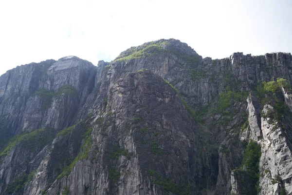 Chaire Preikestolen Roche Granit Vue Dessous Depuis Fond Fjord Lysefjord — Photo