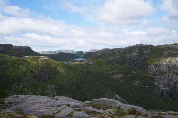 Ландшафт Норвегии Пути Preikestolen Время Похода — стоковое фото