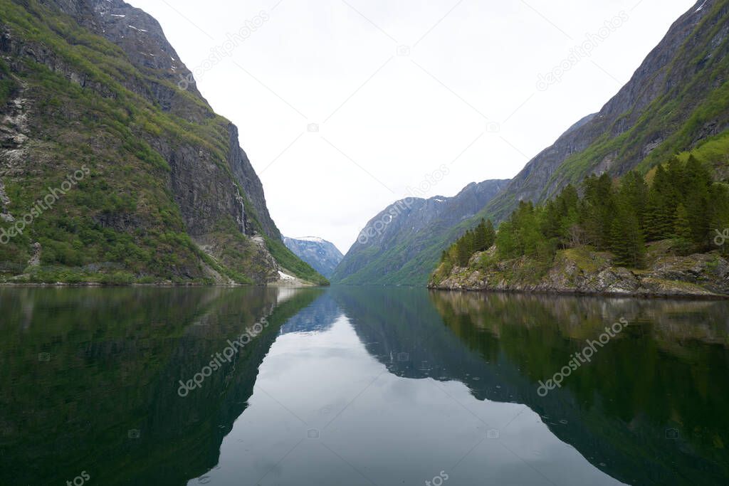 View over the Naeroyfjord, Norway