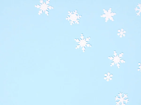 Kerst Ornament Met Sneeuwvlokken Blauwe Achtergrond — Stockfoto