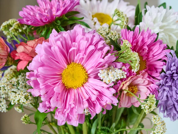 Bouquet Bright Flowers Light Background — Stockfoto