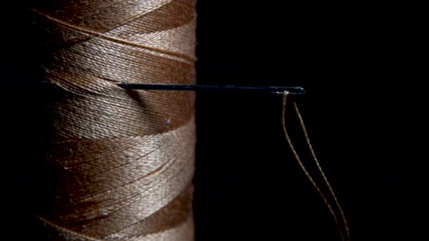 Thread Needle Sewing Accessories Macro — Stock Video