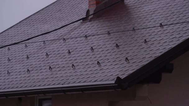 大雨落在屋顶上 — 图库视频影像