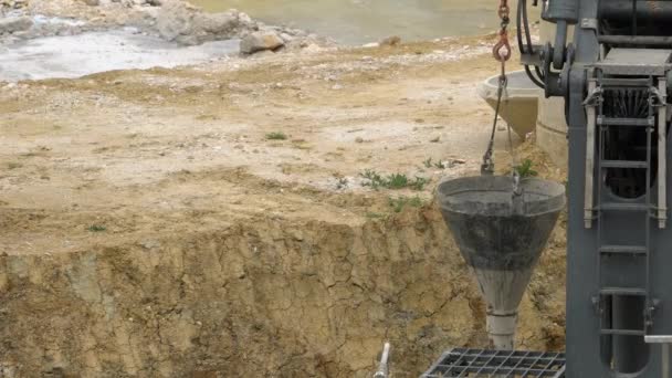 Construction Works Installation Conical Funnel Concrete — 图库视频影像