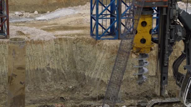 Construction Works Transfer Reinforcement Pile — Video Stock