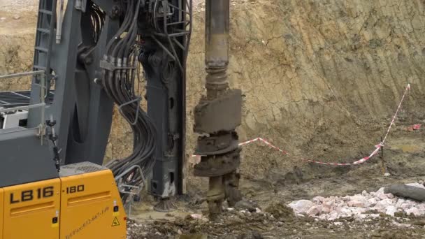 Construction Works Pile Foundation Soil Removal — Video Stock