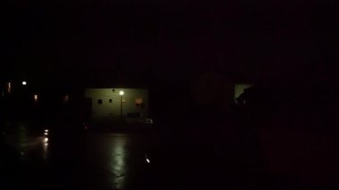 Stormy downpour in the night, urban ambient