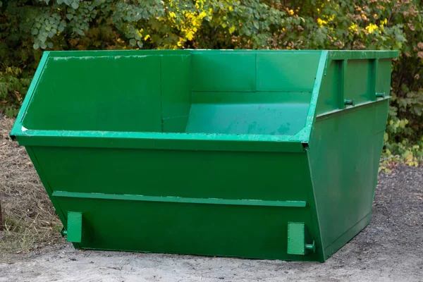 Empty Large Green Metal Container Construction Other Large Sized Garbage — Stock Photo, Image