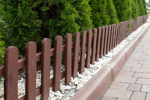 Decorative Low Fence Sidewalk Selective Focus Removed Perspective — Stock Photo, Image