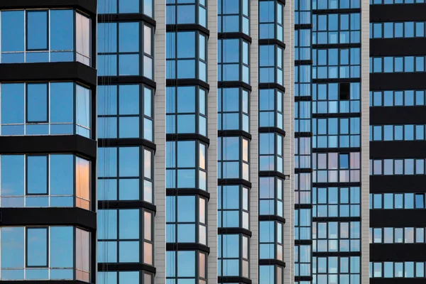 Fragment Glass Facade Multi Storey Building Construction Architectural Construction Background — Stock Photo, Image