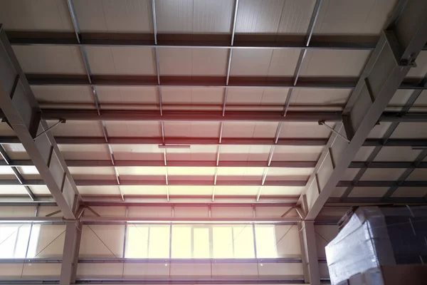 Metal Structures Ceiling Industrial Building Warehouse Workshop Complex Vaulted Ceiling — Stock Photo, Image