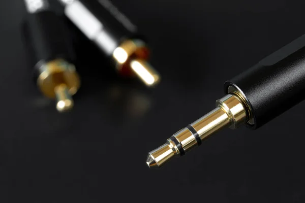 Gold Plated Trs Connector Rca Connectors Sound Transmission Audio Cable — Stock Photo, Image