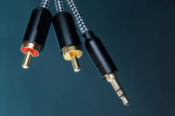 Gold Plated Rca Connectors Trs Connector Sound Transmission Audio Cable — Stock Photo, Image