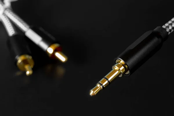 Gold Plated Trs Connector Rca Connectors Sound Transmission Audio Cable — Stock Photo, Image