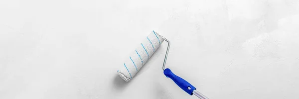Paint Roller White Paint Background Textured White Wall Renovation Home — Stock Photo, Image