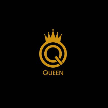 Taçlı şablon logo vektör iltihabı tasarımlı altın güzellik kraliçesi 