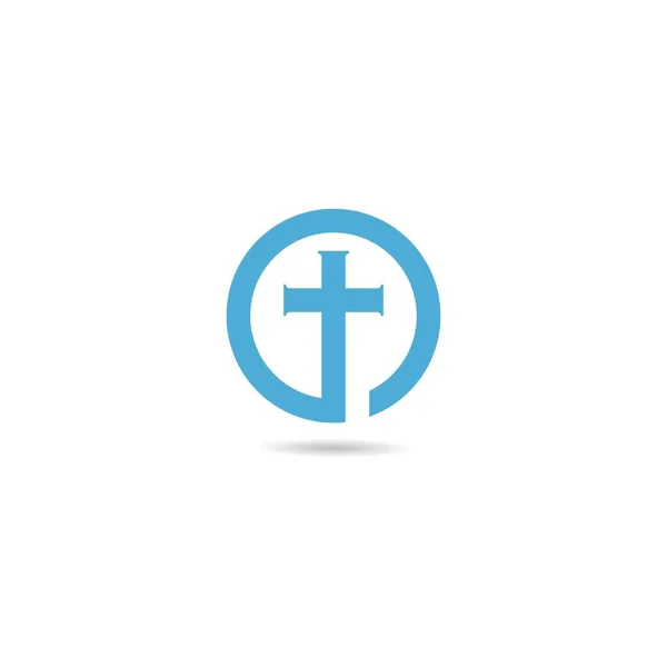 Hıristiyan Haçı Sembolü Vektör Simgesi Logo Çizimi Tasarımı — Stok Vektör