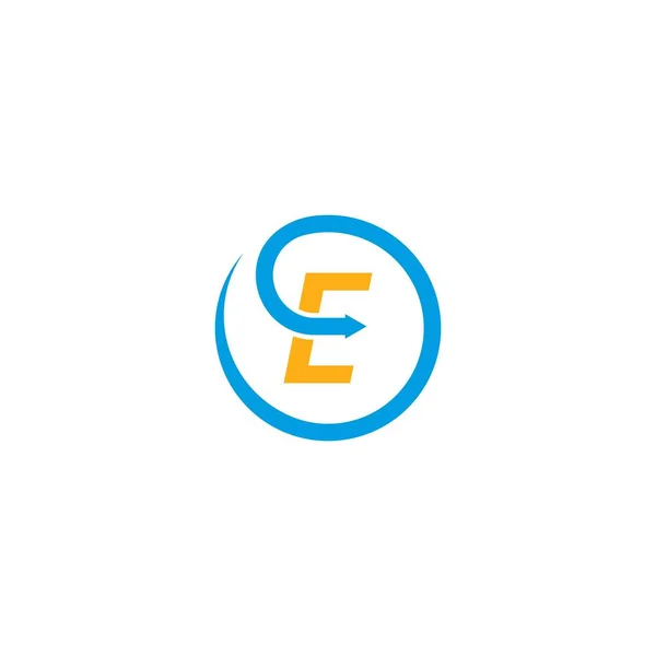 E矢印ロゴより速いロゴアイコンイラストデザイン — ストックベクタ