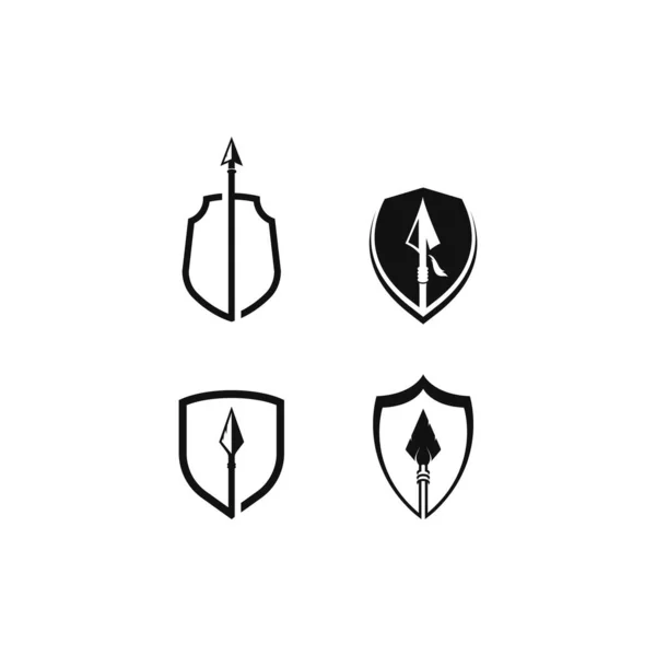 Escudo Con Logotipo Lanza Icono Vectores Diseño Ilustración — Archivo Imágenes Vectoriales