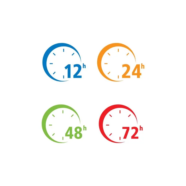 Signo Horas Flecha Del Reloj Logotipo Icono Vector Diseño Ilustración — Vector de stock