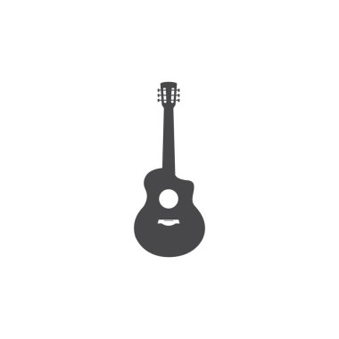Gitar logosu şablon vektör illüstrasyon tasarımı 