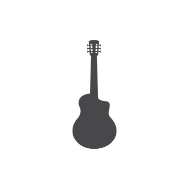 Gitar logosu şablon vektör illüstrasyon tasarımı 