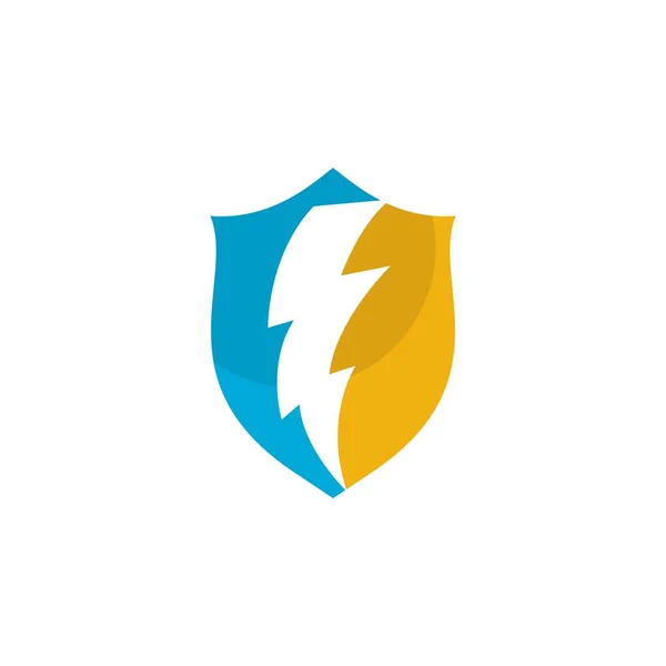 Logo Tarczy Pioruna Vecor Ikona Projekt Ilustracji — Wektor stockowy