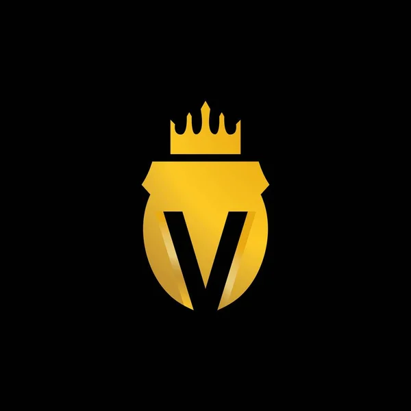 Carta Dourado Com Coroa Logotipo Conceito Ícone Ilustração Design —  Vetores de Stock