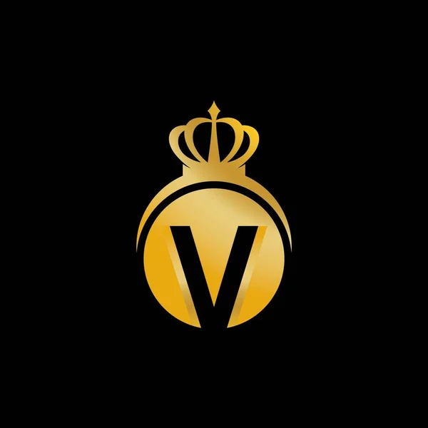 Letra Dorada Con Diseño Ilustración Icono Concepto Logotipo Corona — Archivo Imágenes Vectoriales