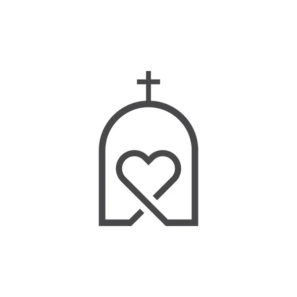 Amor Iglesia Logo Vector Simple Ilustración Diseño — Archivo Imágenes Vectoriales