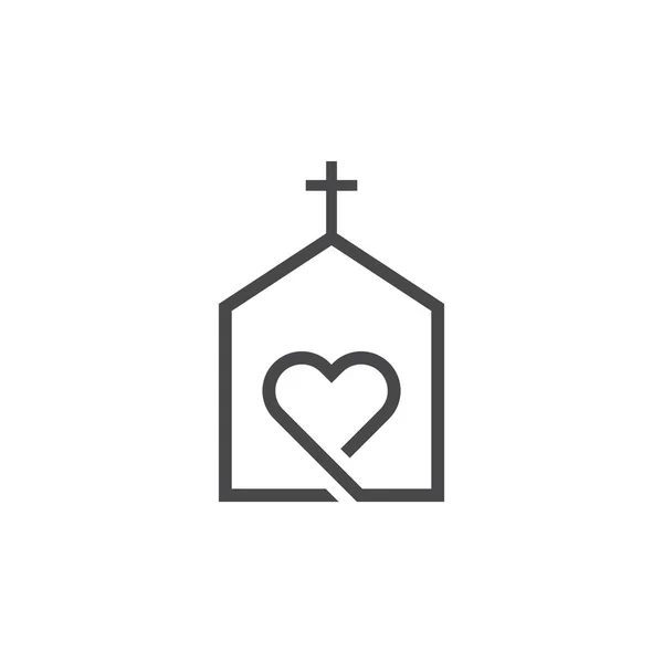 Love Church Logo Vector Simple Illustration Design — Stock Vector