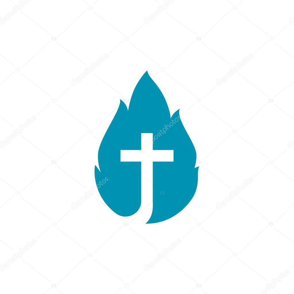 Cross with flame,vector icon logo illustration design