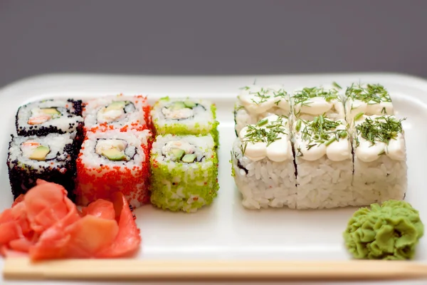 Sushi a rohlíky Stock Snímky