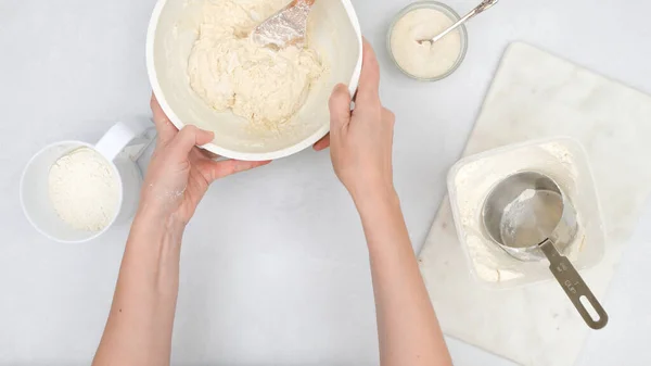 Ricetta Pasta Pane Mescolare Pasta Una Ciotola Processo Cottura Passo — Foto Stock