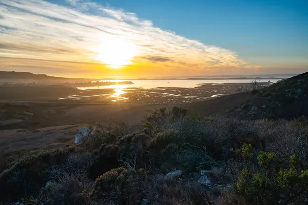 Puesta Sol Sobre Estuario Parque Estatal Morro Bay Costa Central —  Fotos de Stock