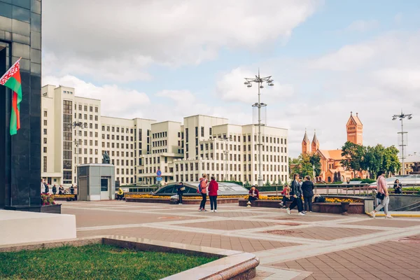 Minsk Bielorrússia Agosto 2021 Praça Independência Praça Principal Minsk Centro — Fotografia de Stock