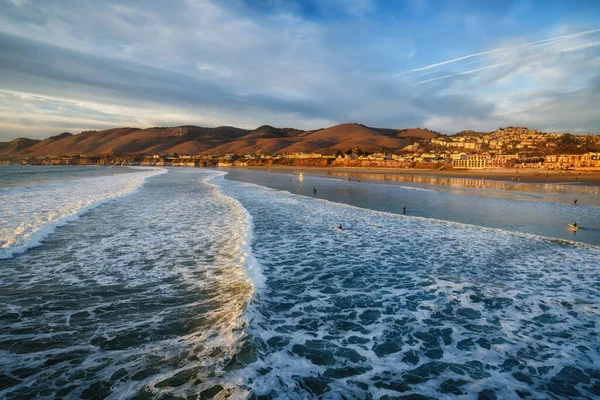 Pismo Beach California Usa January 2021 Pacific Ocean High Tide — Fotografia de Stock