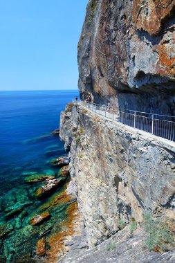 Ligurian kıyısındaki Via del Amore, Cinque Terre, İtalya