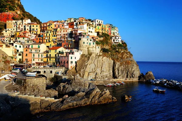Naplemente fény, Manarola, Cinque Terre, Olaszország — Stock Fotó