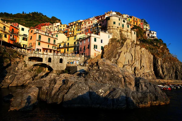 Naplemente fény, Manarola, Cinque Terre, Olaszország — Stock Fotó