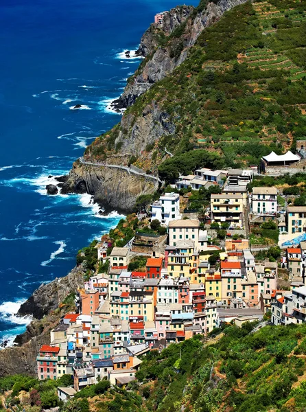 Wieś Riomaggiore, Cinque Terre, Włochy — Zdjęcie stockowe