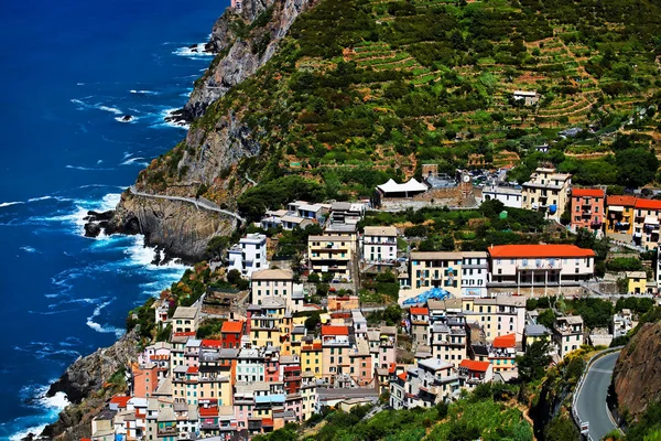 Wieś Riomaggiore, Cinque Terre, Włochy — Zdjęcie stockowe