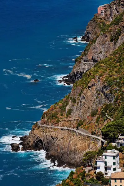 Veduta aerea di Manarola Village e Via del Amore — Foto Stock