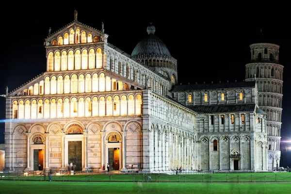 Piazza dei miracoli, mit der basilika und dem schiefen turm, pisa, italien — Stockfoto