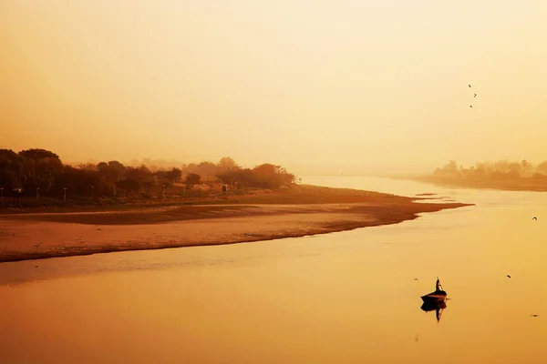 stock image Boat on Yamuna river, near Taj Mahal, India, Asia