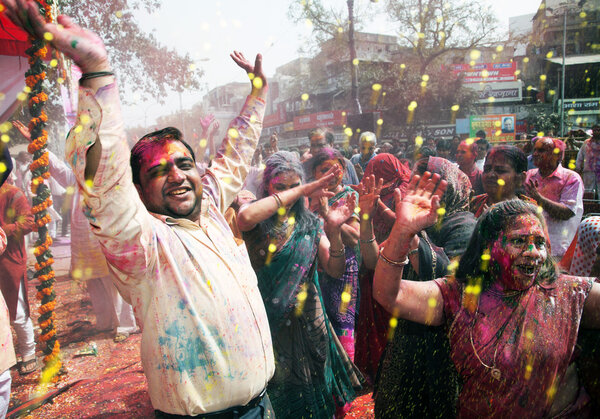 covered in paint on Holi festival