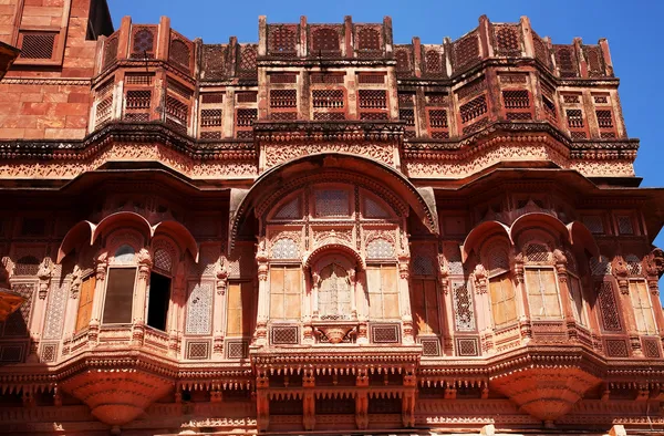 Detalu architektonicznego w twierdza Mehrangarh w jodhpur, rjasthan, Indie — Zdjęcie stockowe