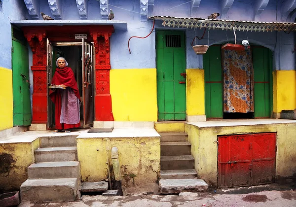 Architektonisches Detail in der "blauen Stadt" Jodhpur, Rajasthan, Indien — Stockfoto